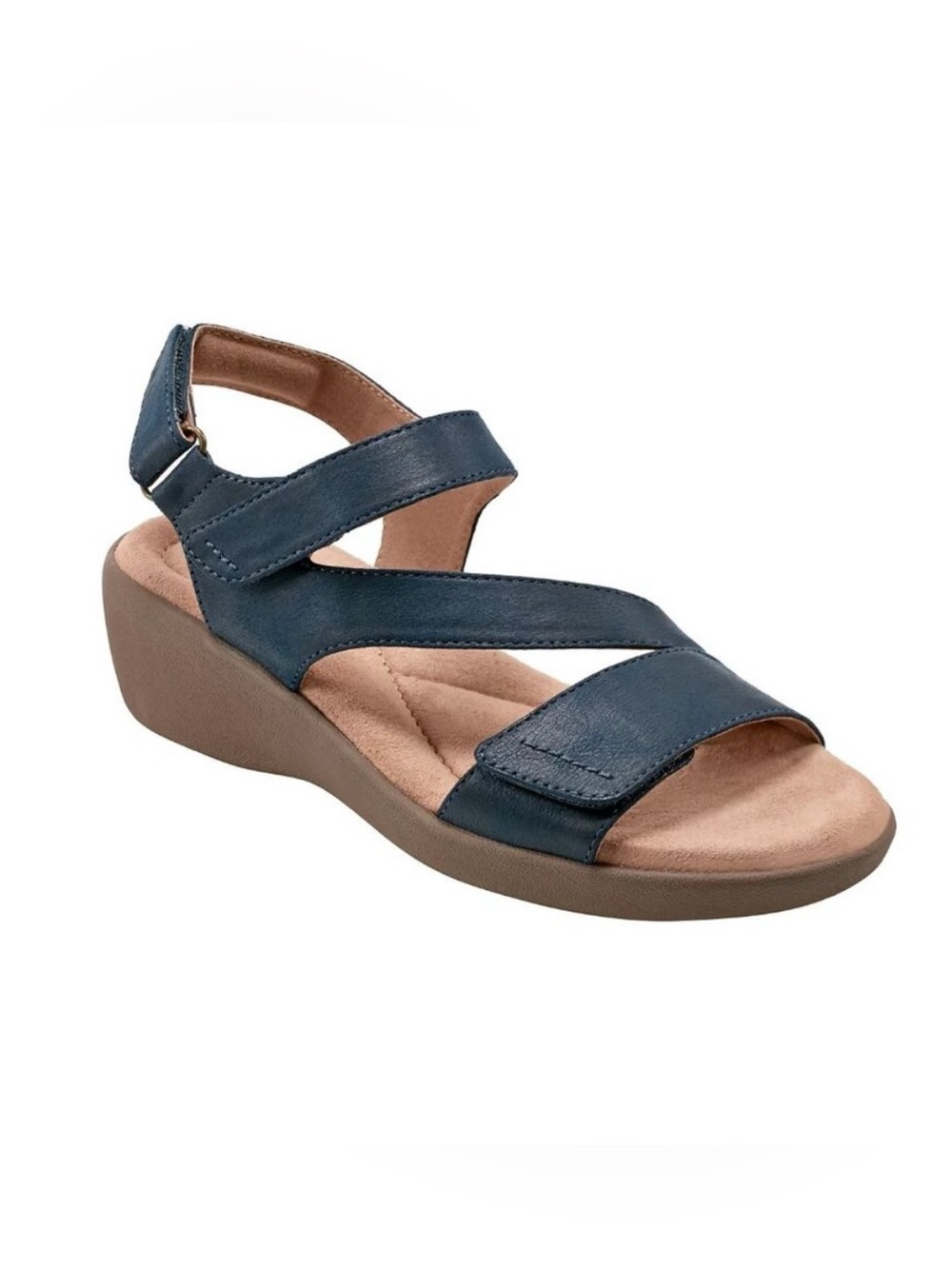 Easy Spirit Kimberly Sandal Strappy Low Wedge Comfort In Navy Blue New $69